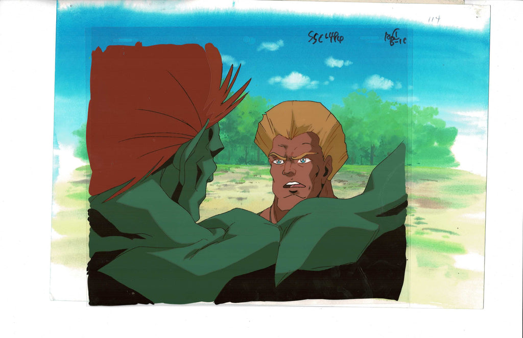 Street Fighter animation cel and background (Layout sketch included)EX4033 - Animation Legends