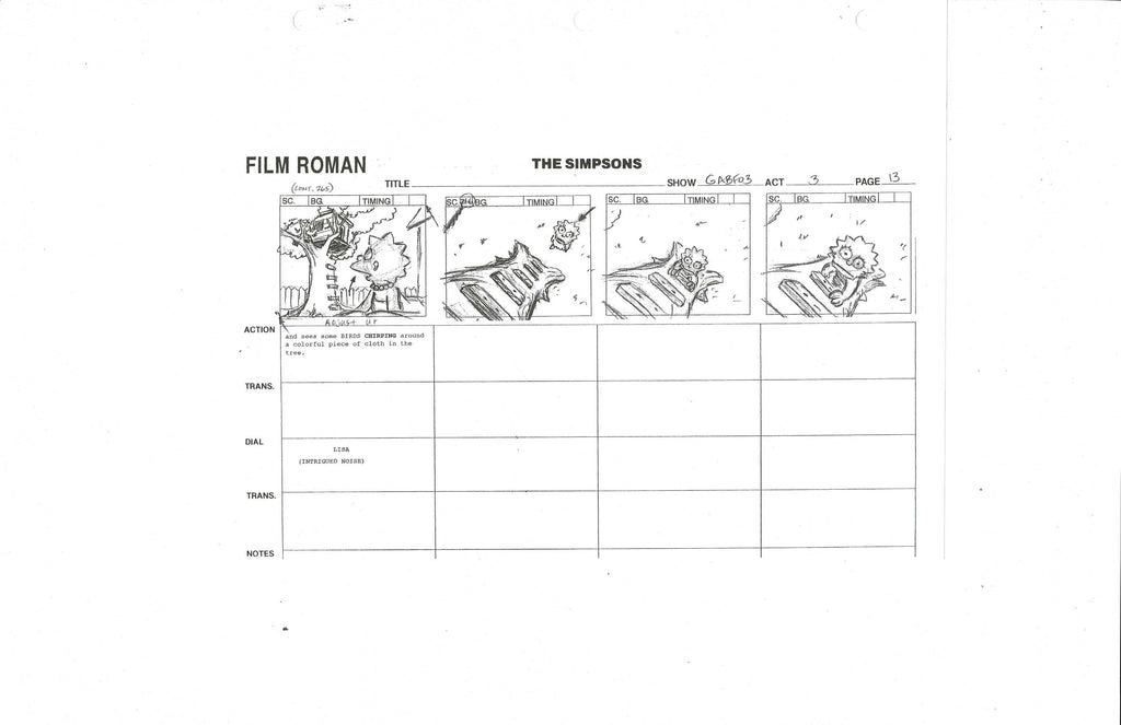 The Simpsons production used storyboard copy EX4261 - Animation Legends