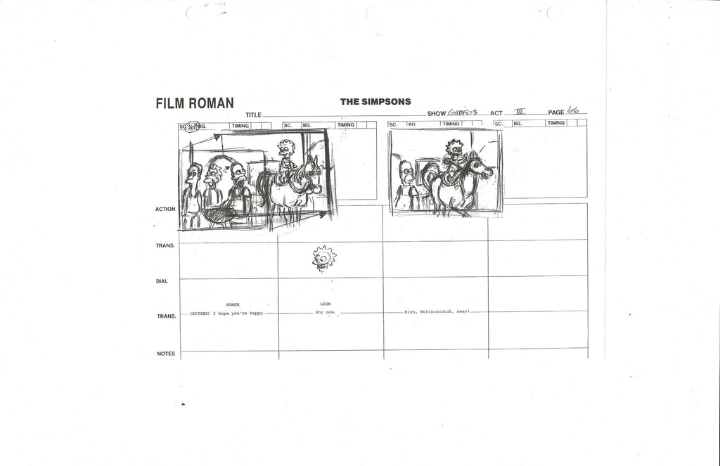 The Simpsons production used storyboard copy EX4262 - Animation Legends