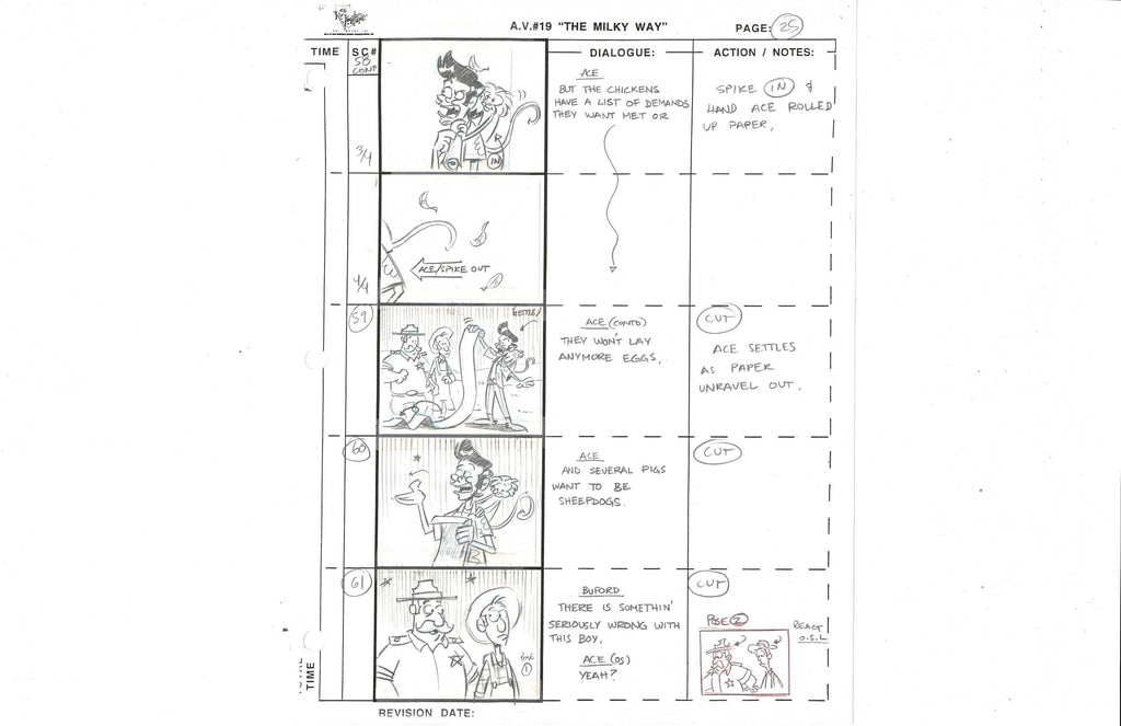 Ace Ventura storyboard sketch EX4344 - Animation Legends