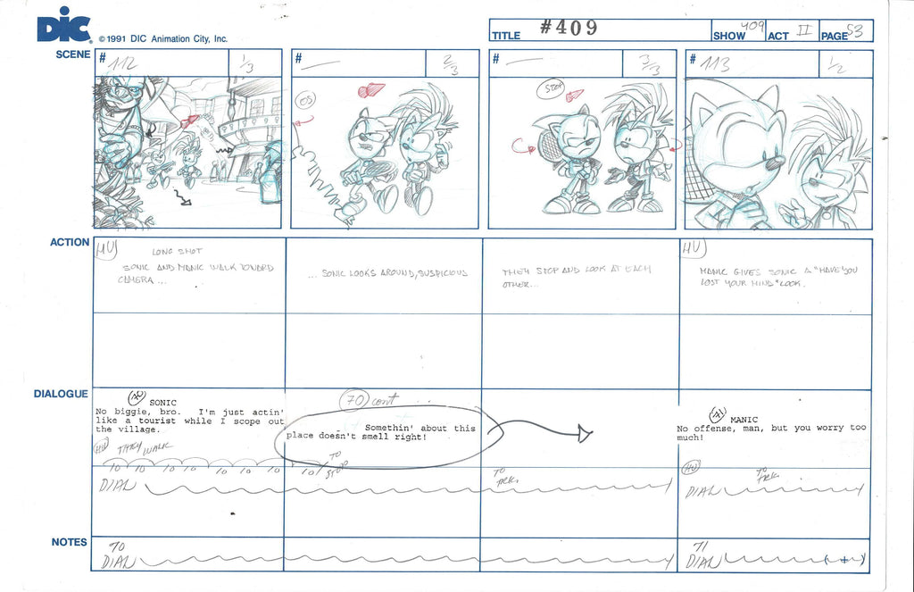 Sonic Underground storyboard sketch EX4659 - Animation Legends