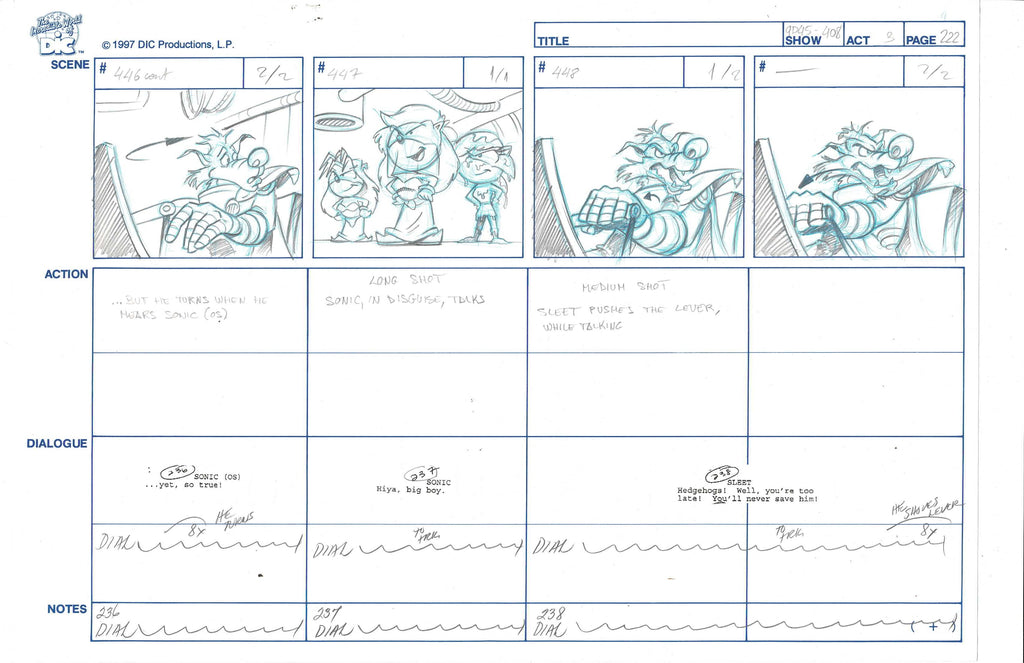 Sonic Underground sketch storyboard EX4822 - Animation Legends