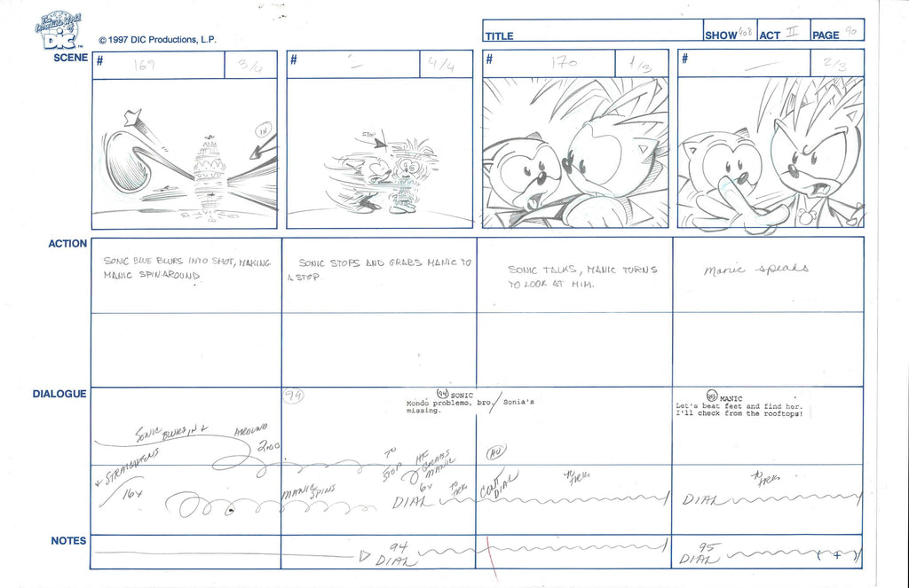 Sonic Underground sketch storyboard EX4935 - Animation Legends