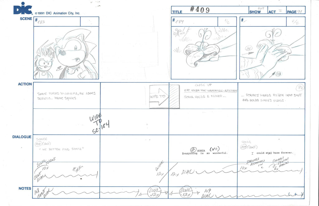 Sonic Underground sketch storyboard EX4936 - Animation Legends