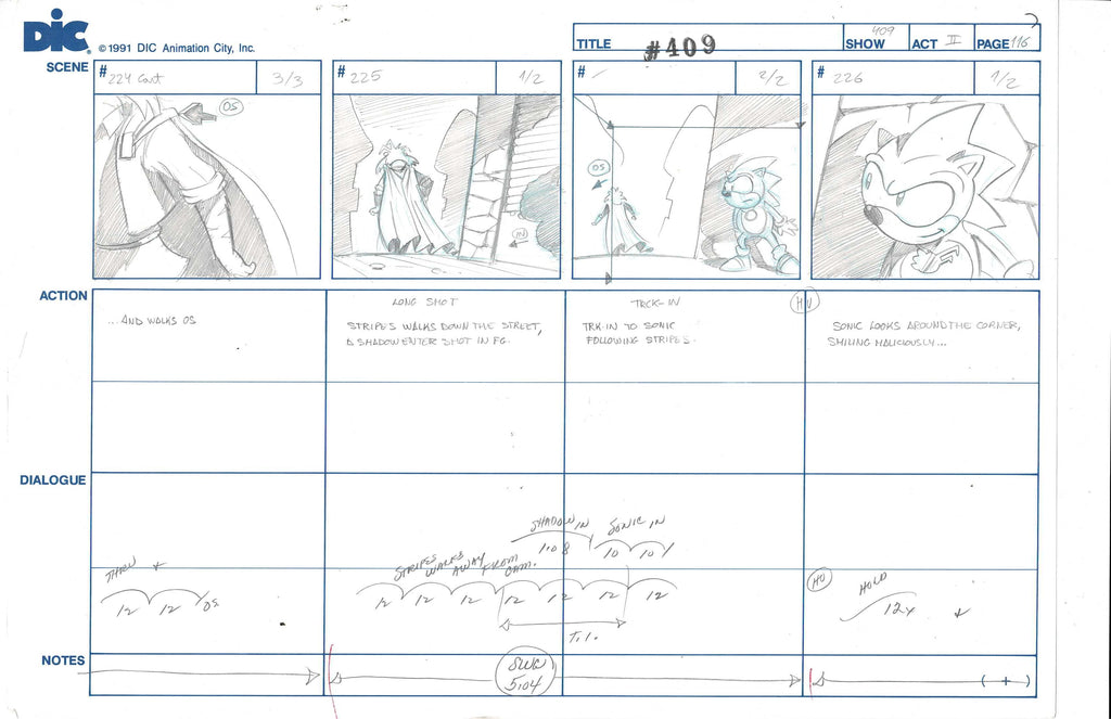 Sonic Underground sketch storyboard EX4997 - Animation Legends