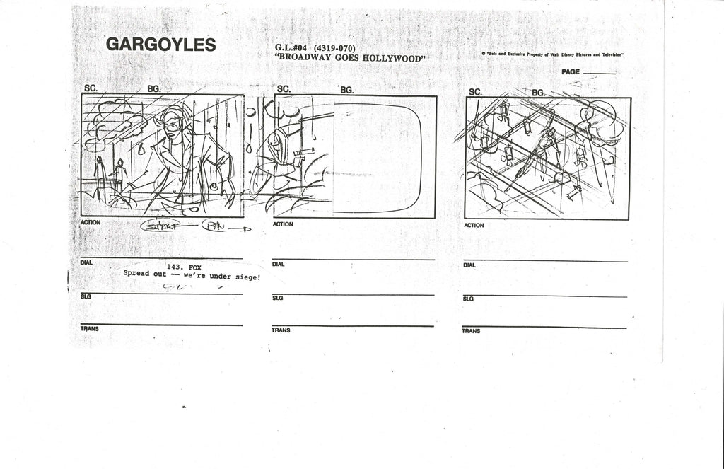 Gargoyles production used copy storyboard EX5038 - Animation Legends