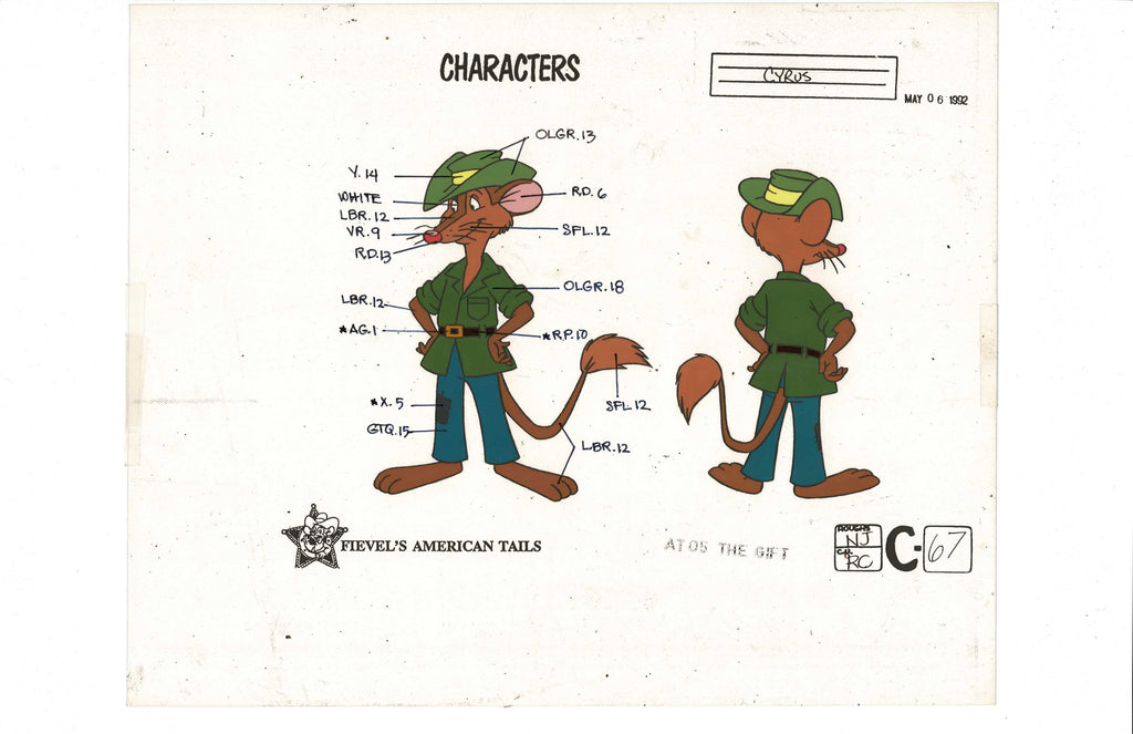 Fievels American Tails character model cel EX5922 - Animation Legends