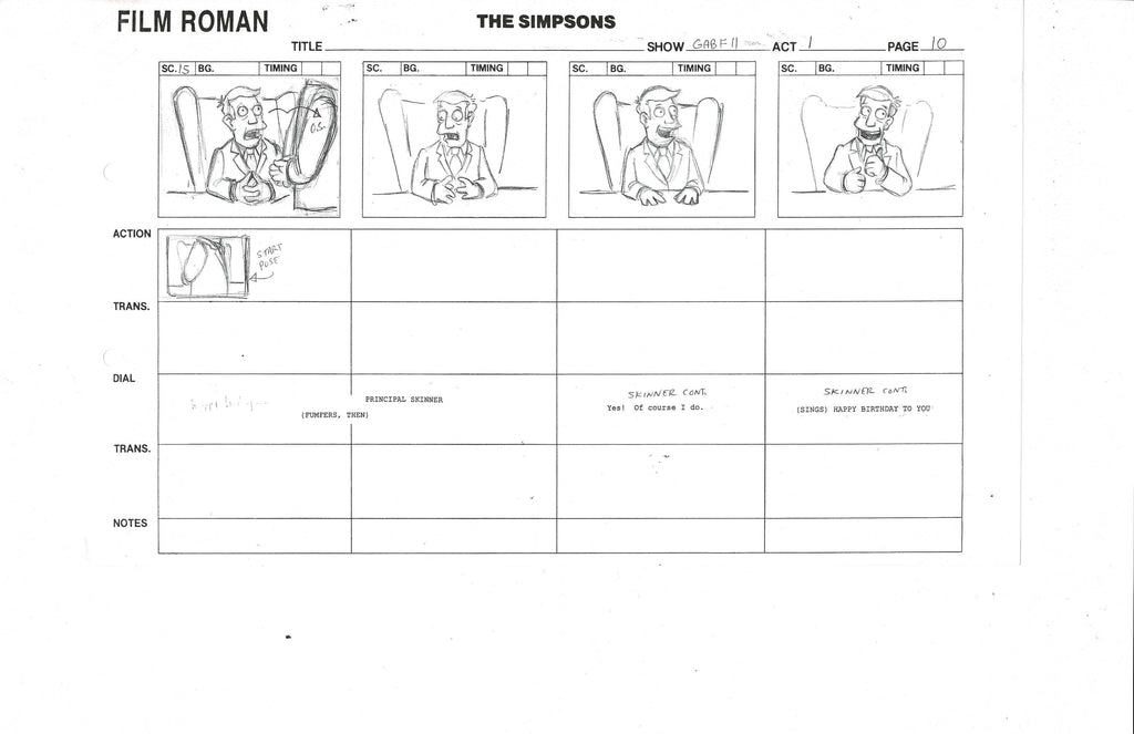 The Simpsons Storyboard Not Handrawn EX6278 - Animation Legends