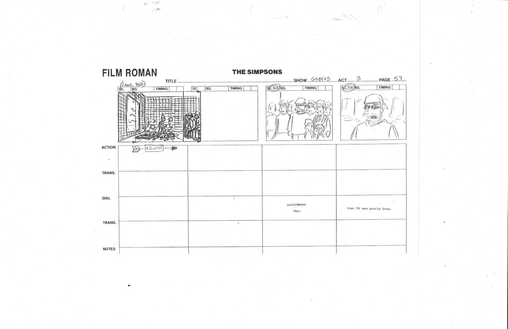 The Simpsons Storyboard Not Handrawn EX6280 - Animation Legends