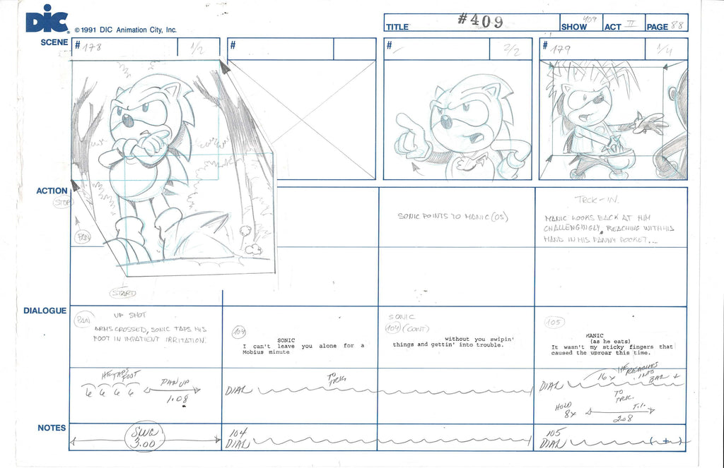 Sonic Underground sketch storyboard EX6287 - Animation Legends
