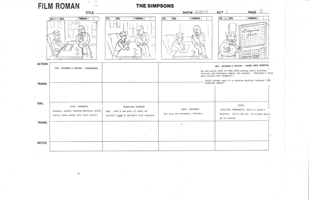 The Simpons storyboard copy EX6560 - Animation Legends