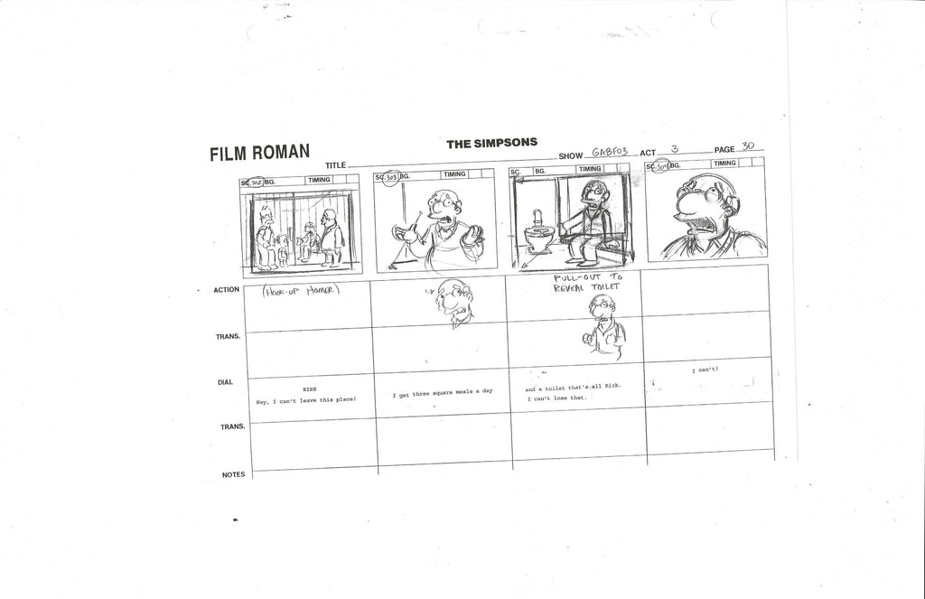 The Simpons storyboard copy EX6561 - Animation Legends