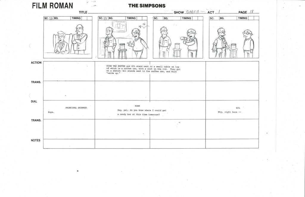 The Simpsons production used storyboard copy EX6711 - Animation Legends