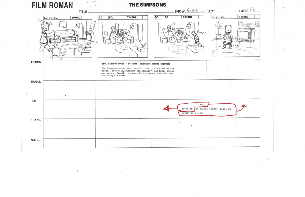 The Simpsons storyboard not handrawn EX7336 - Animation Legends