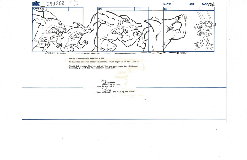 Street Sharks sketch storyboard EX7339 - Animation Legends